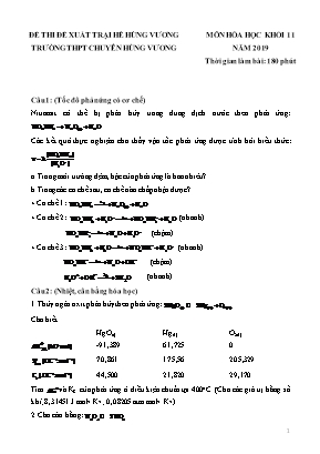 Đề thi đề xuất trại hè Hùng Vương môn Hóa học Lớp 11 năm 2019 - Trường THPT chuyên Hùng Vương